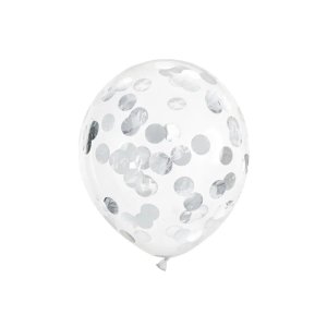 Konfettiballonger med cirklar 30 cm silver - 6-pack Konfettiballonger med cirklar 30 cm silver - 6-pack