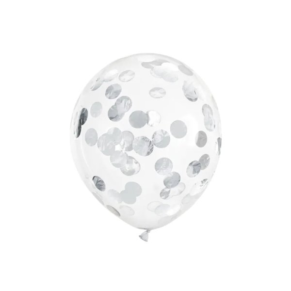 Konfettiballonger med cirklar 30 cm silver - 6-pack Konfettiballonger med cirklar 30 cm silver - 6-pack