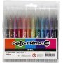 Colortime Glitter tusj - blandede farger - 2 mm - 12 stk