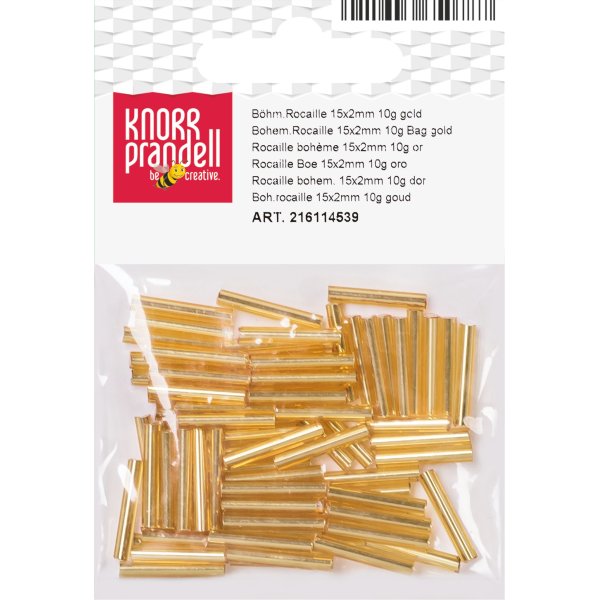 Bohemiska rocaillep�rlor 15 x 2 mm, 10 g, guld