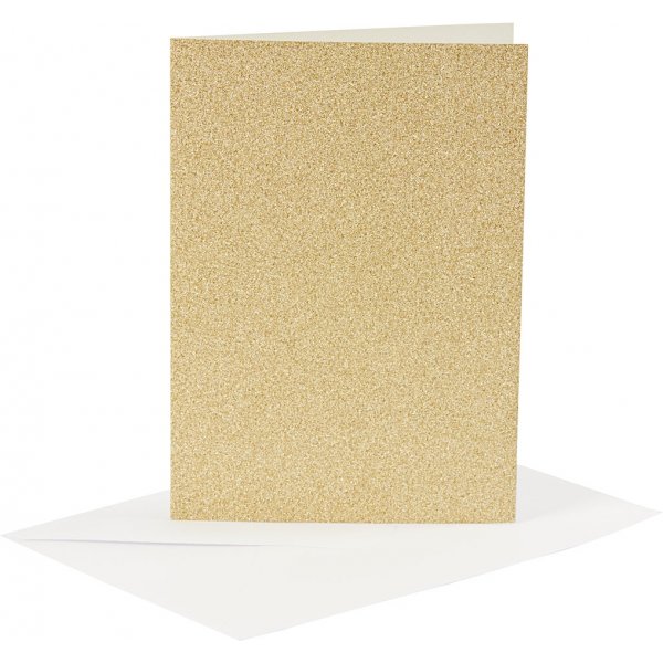 Kort och kuvert - guld - glitter - 11,5 x 16,5 cm - 4 set Kort och kuvert - guld - glitter - 11,5 x 16,5 cm - 4 set
