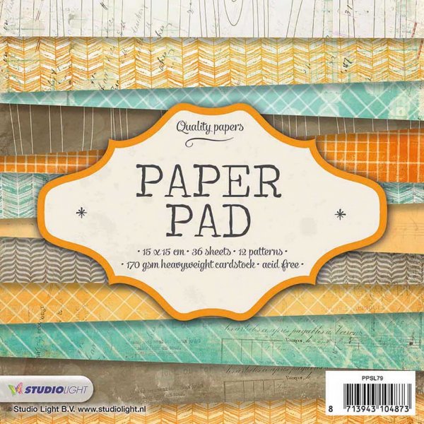 Kloss med designpapir 15x15cm 36 sider 170g - Blanding 79