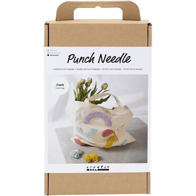 DIY Kit Punch Needle, pastellfarger, Tekstilveske