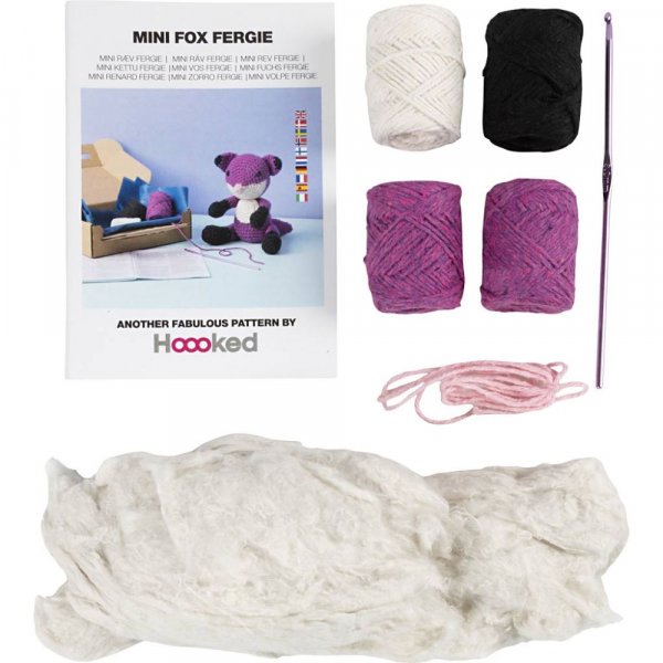 DIY kit amigurumi r�v sort og blomme - 1 pakke.