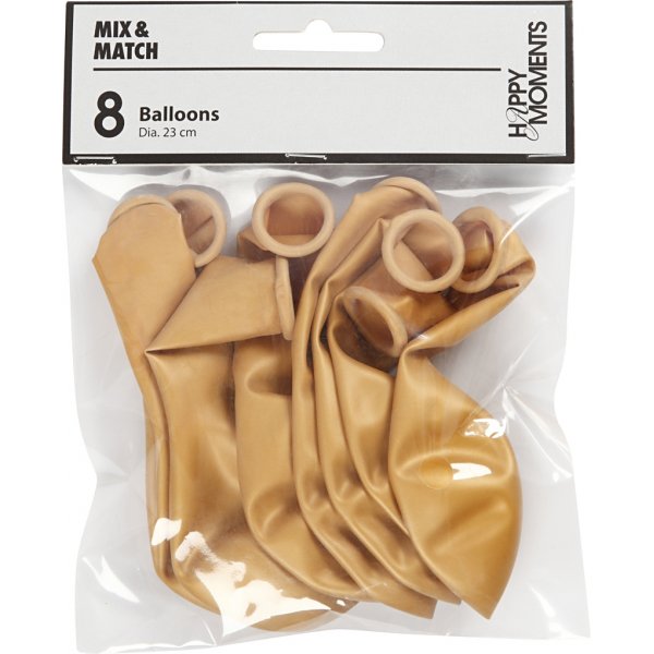 Ballonger - guld - Ø23 cm - 8 st Ballonger - guld - Ø23 cm - 8 st