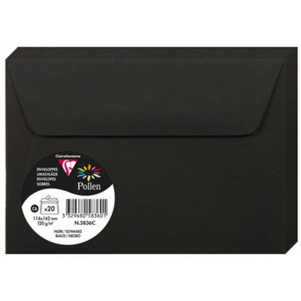 Pollen Kuvert 114x162 C6- 20-pack - Svart