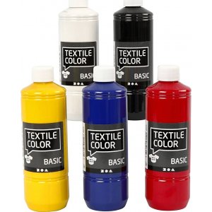 Tekstilfarge tekstilfarge - primrfarger - 5 x 500 ml