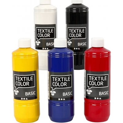Tekstilfarve tekstilfarve - primrfarver - 5 x 500 ml