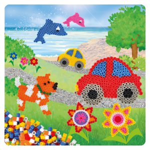 Pärlset hund, bil, fisk och blomma Pärlset hund, bil, fisk och blomma