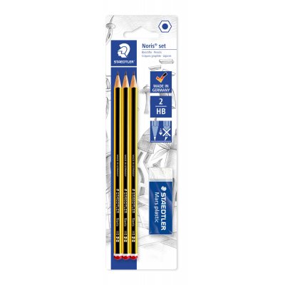 Noris Blyertspennor och suddgummi - 3 pennor