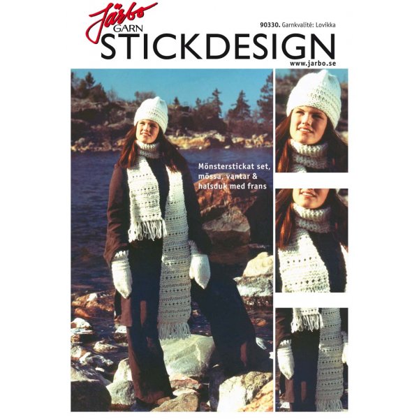Stickmnster - Mnsterstickat set, mssa, vantar & halsduk med frans