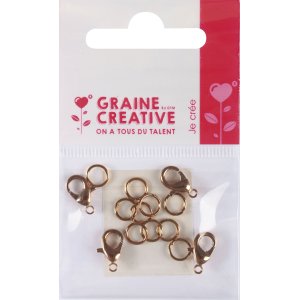 Set med 4 bronsfärgade karbinhakar med ringar 12 mm Set med 4 bronsfärgade karbinhakar med ringar 12 mm