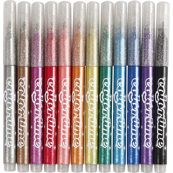 Colortime Glittertusch - mixade färger - 2 mm - 12 st Colortime Glittertusch - mixade färger - 2 mm - 12 st