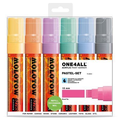Akrylmarker One4All 15 mm 6 tusjer - Pastel
