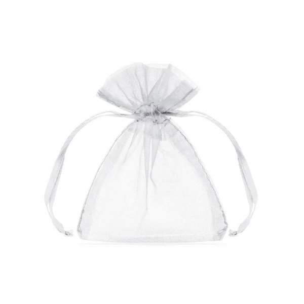 Organzap�sar med dragsko 7,5 x 10 cm - vit