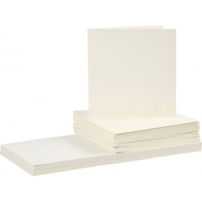 Kort og konvolutter - off-white 16 x 16 cm - 50 sett