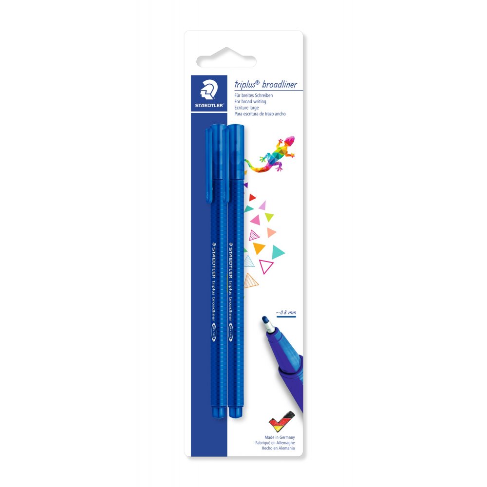 Broadliner Triplus 0,8 mm Blå - 2 penne - Fineliners, Penne, Penne, kridt & tusch