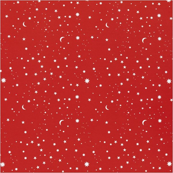 Presentpapper - mörkröd - Stjärnor och månar - 5 m Presentpapper - mörkröd - Stjärnor och månar - 5 m
