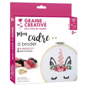 Broderikit enhörning i träram Ø 15,5 cm Broderikit enhörning i träram Ø 15,5 cm