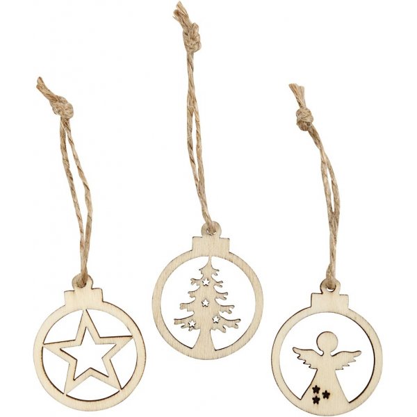 Träornament - jultema - 24 st Träornament - jultema - 24 st