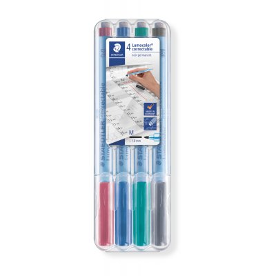 Marker Pen Erasable Lumocolor 1mm - 4 farger