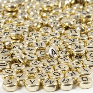 Bokstavsprlor - guld - 7 mm - ca 200 st