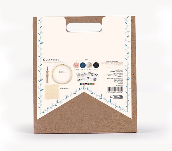 Punch needle-kit med r�vmotiv, � 20 cm