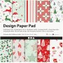 Designpapper - rd/grn - 50 ark