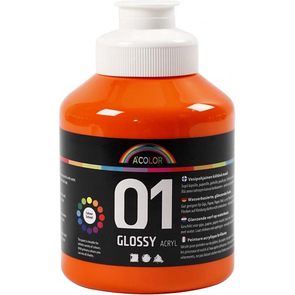 Skolfärg - Akryl - orange - blank - 500 ml Skolfärg - Akryl - orange - blank - 500 ml