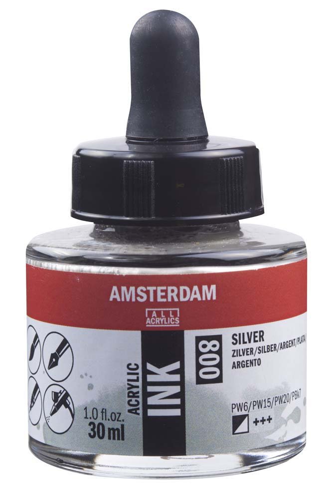 Akryltusch Amsterdam 30 ml - Sølv - Tusch & Blæk, Kunstnerfarver