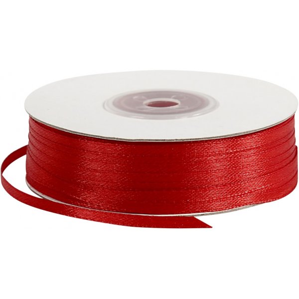 Satinband - röd - B3 mm - 100 m Satinband - röd - B3 mm - 100 m
