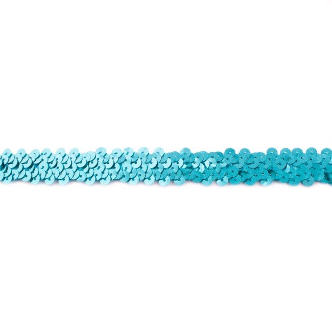 Bort/kantbånd med pailletter - Stretch 20 mm - Mørk Mint - Rand, Bånd & dekorationsbånd, Tekstilbånd & snor