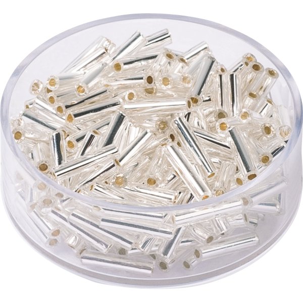 Glasp�rlor silverf�rgade 9 x 2 mm, 16 g