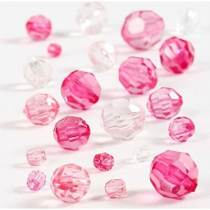 Harmoni facetterade plastprlor - mixade - rosa - 45 g