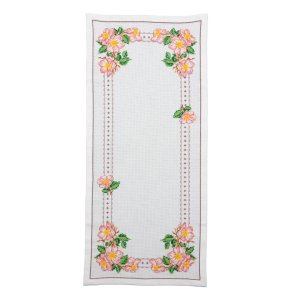 Broderisett rosa blomsterløper 29x66 cm Broderisett rosa blomsterløper 29x66 cm