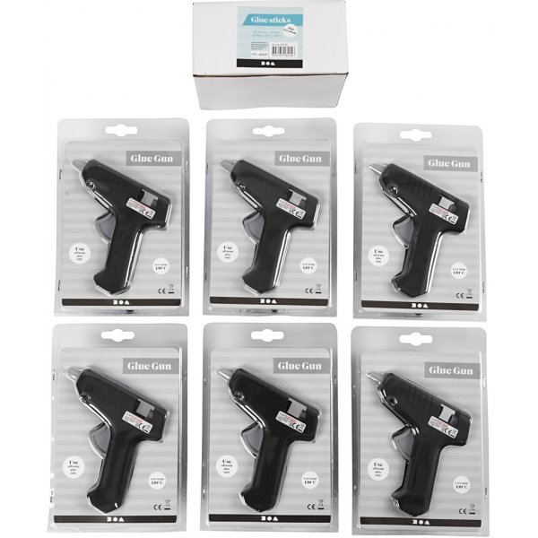 Limpistoler med lim -130 °C - Lågtemperatur - Set med 6 pistoler och 200 limstänger Limpistoler med lim -130 °C - Lågtemperatur - Set med 6 pistoler och 200 limstänger
