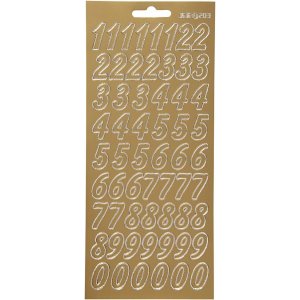 Klisterm�rker tal 10x23 cm guld - 1 ark