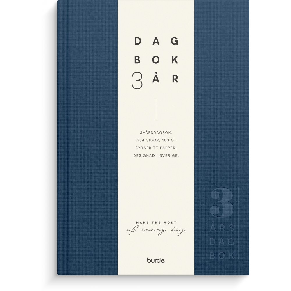 3-års dagbog - Mørkeblåt hørtekstil - Dagbøger, Kalender, Kontorartikler