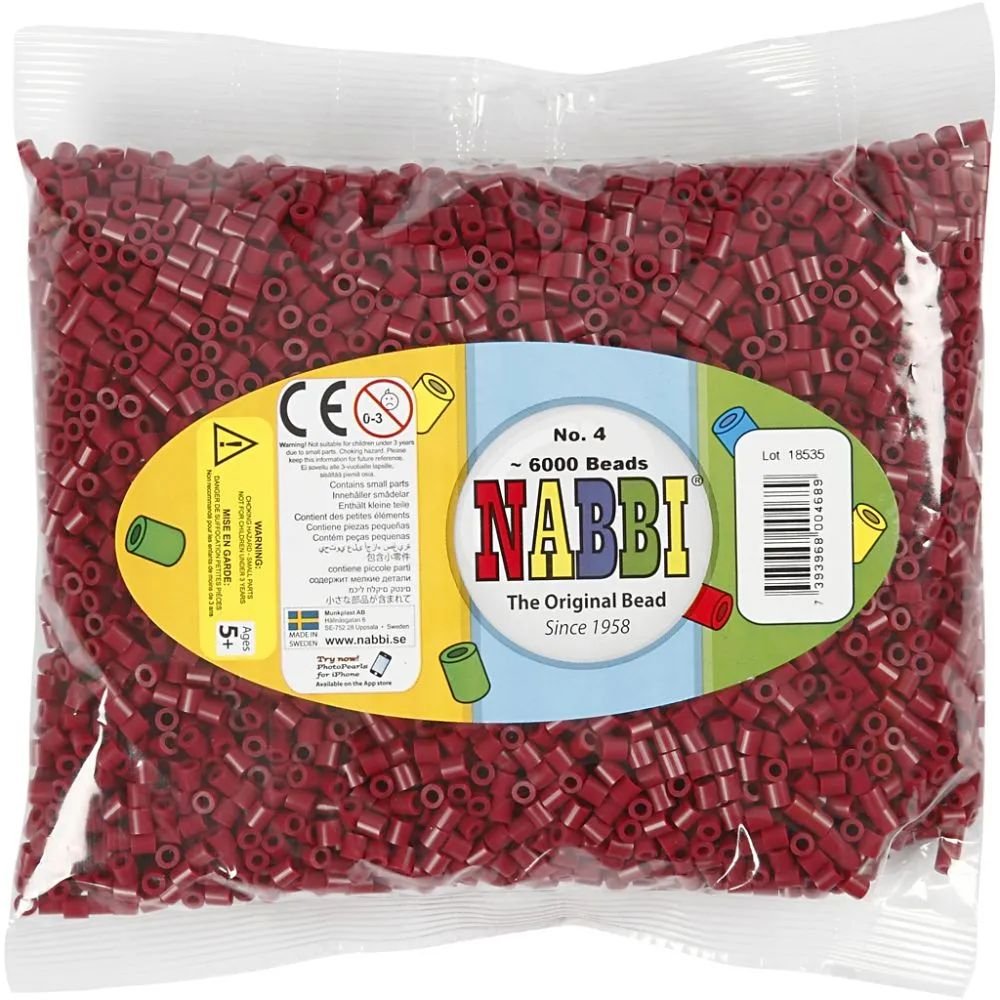 NABBI Tube perler - Bourgogne (32239) - 6000 stk - Rørperler, Perler & perleplader, Håndværk