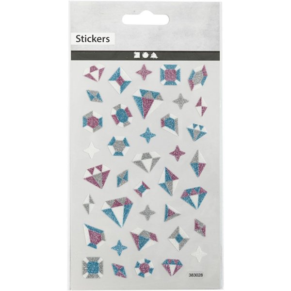 Glitterklistermærker Diamanter 10x16 cm 1 ark Glitterklistermærker Diamanter 10x16 cm 1 ark