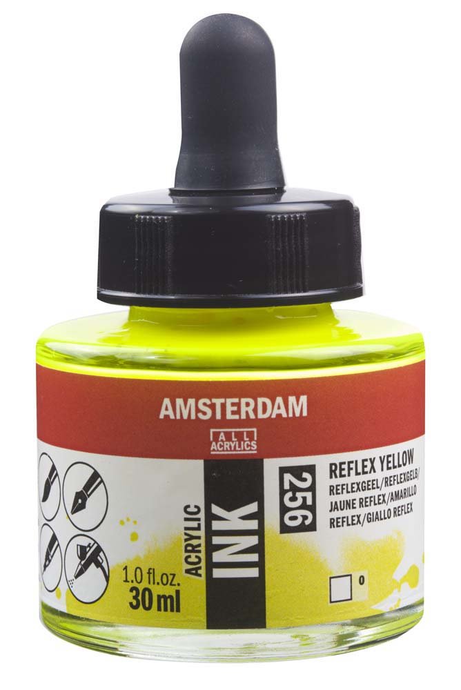Akryltusch Amsterdam 30 ml - Reflex Yellow - Tusch & Blæk, Kunstnerfarver
