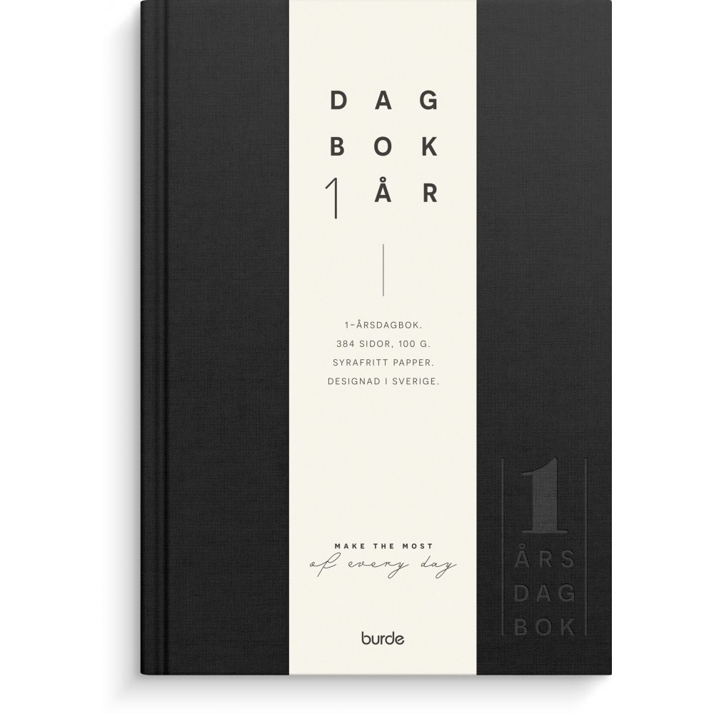 1-års dagbog - Sort hør tekstil - Dagbøger, Kalender, Kontorartikler
