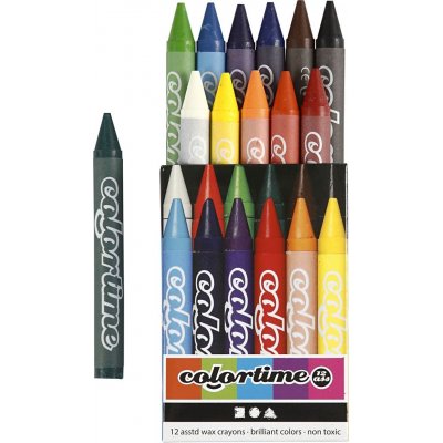 Colortime Crayons - blandede farver - 12 stk