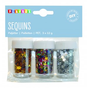 Paljetter 3x12 g stj�rnor