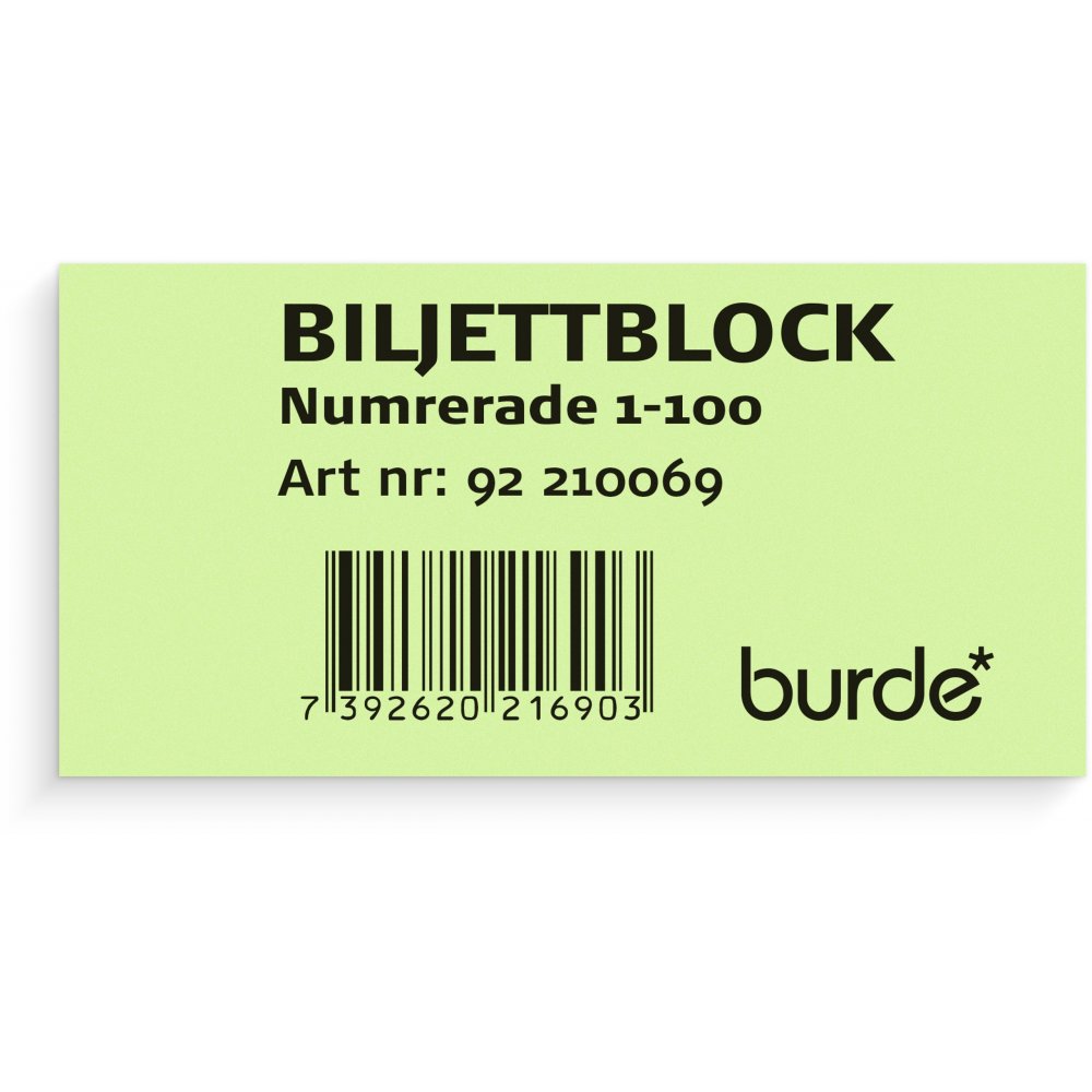 Billetblok 1-100 grøn - Formularer, Papir, Kontorartikler