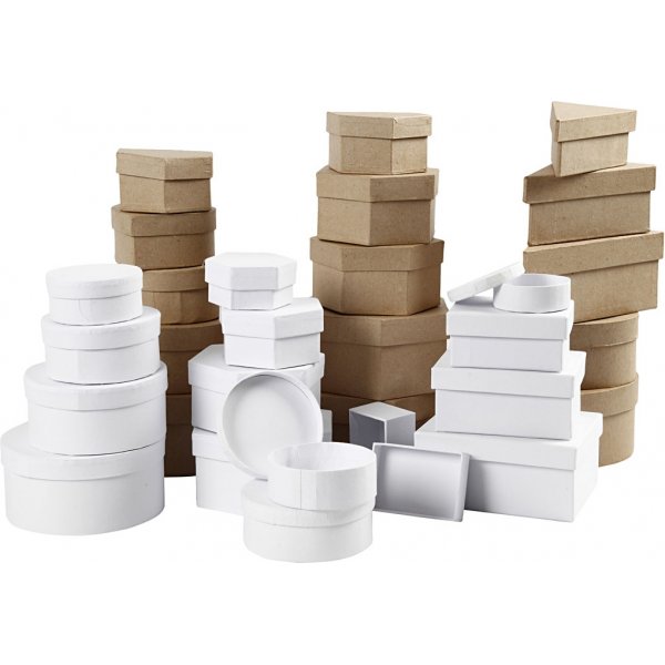 Pappaskar - brun - vit - 30 st Pappaskar - brun - vit - 30 st