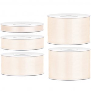 Satinband - 25 m - Ljust kr�mvitt