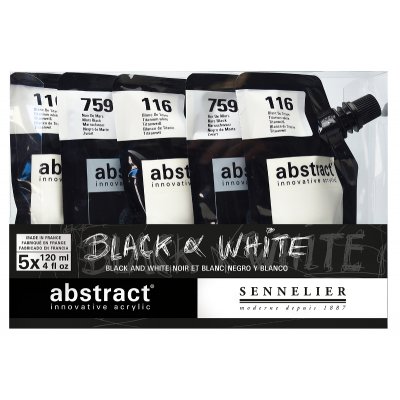 Akrylmalingssett Sennelier Abstract - Black&White sett 5 x 120 ml