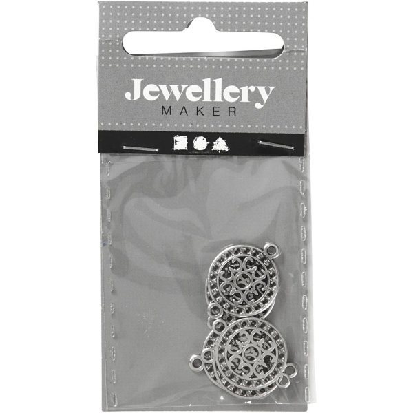 Smykkeanheng rund filigran 14 mm sølvbelagt 5 stk Smykkeanheng rund filigran 14 mm sølvbelagt 5 stk