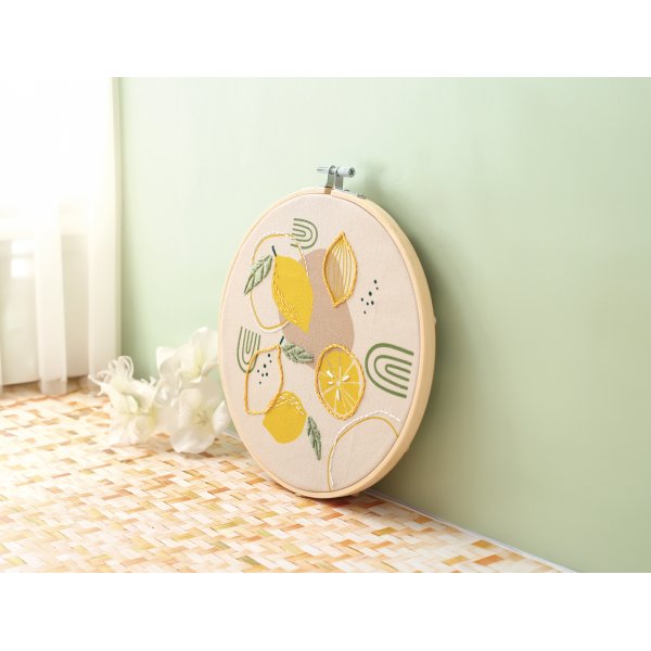 Broderikit citroner med ram 20 cm